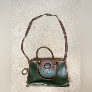 Elegant Green and Brown Leather Handbag